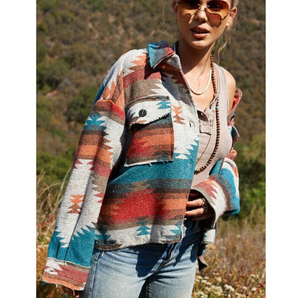 SOLD OUT Plus Size Aztec Tribal Yellowstone Shirt Jacket Shacket - Picture 2 of 11